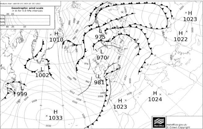 A trough of low pressure, originated over a central part of the Baltic Sea and the Gulf of Finland, was traveling to the east along with a cold front.