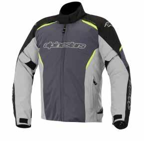 wrist closure adjustment Zippered air intakes in shoulder area Waterproof internal pocket Integrated high visibility reflective graphics on sleeves and back to improve rider s visibility in low light
