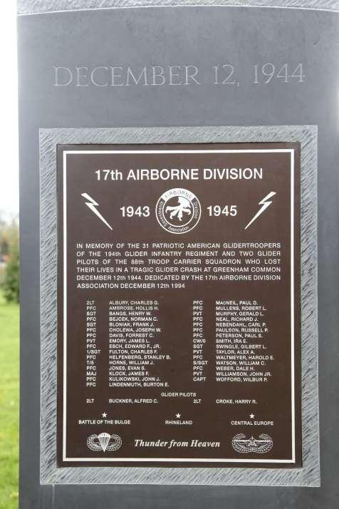all 33 deaths. This memorial is located on the grounds of the Greenham Common Industrial Park.