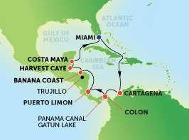 Tue At Sea Wed Thu Fri Sat Cartagena, Colombia Panama Canal/Gatun Lake,