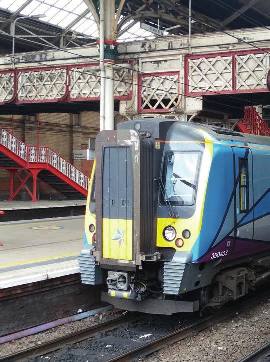 Class 350 Our four-carriage electric trains operate our Anglo-Scottish services from Manchester Airport to Edinburgh and Glasgow. These trains were introduced in 2014, and are PRM-TSI compliant.