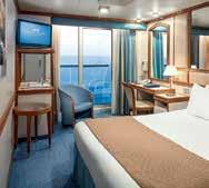 head Separate shower Upgraded terry shawl bathrobes INTERIOR Our most affordable option, the interior stateroom features two twin beds or a queen-size bed.