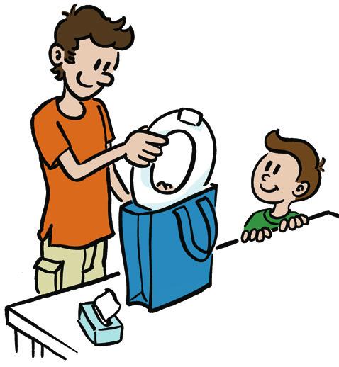 Use the pictures on page 20 to remind your child of what to do. You may want to put the pictures next to the toilet.