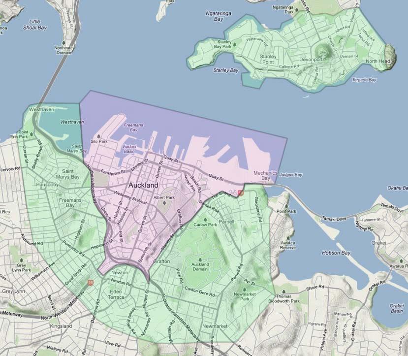Auckland City Centre Fringe 3 The Auckland Plan identifies the city fringe centres as being Devonport, Grafton, Newton, Parnell and Ponsonby, with Devonport being classified as having the least