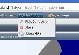 Flight configuration and alarm apps A menu for modifying flight configuration and alarm limits A table summarizing the state