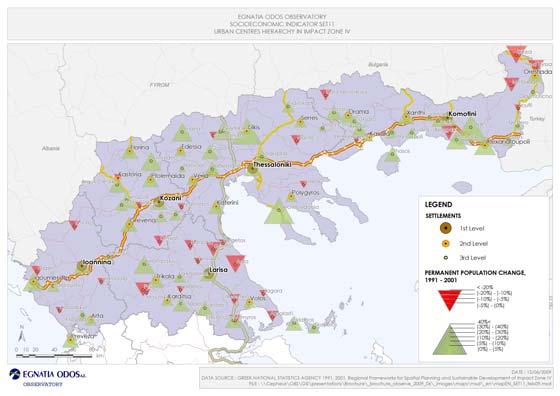The Egnatia Motorway impact zone, including the five regions of East Macedonia & Thrace, Central Macedonia, West Macedonia, Epirus and