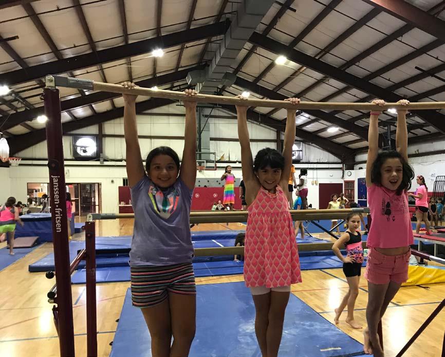 We spend mornings doing gymnastics and afternoons at the indoor swimming pool, enjoying water games as well as practicing our gymnastics show routines.