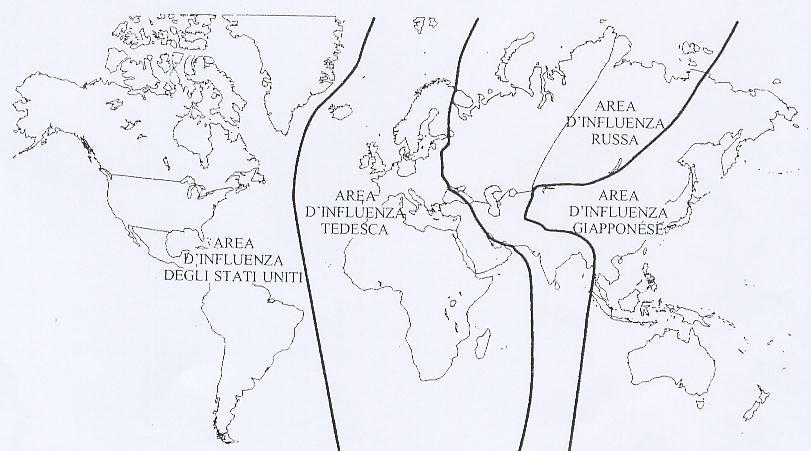 Figura 2: Katër zonat e influencës sipas Haushofer Sot, gjeostrategët dhe gjeopolitikanët e shohin botën në këndvështrime të ndryshme, si për shembull, në terma të kufijve kombëtar, të nocionit
