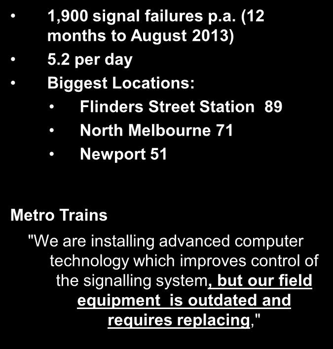the signalling system, but our field equipment is outdated and requires replacing,"