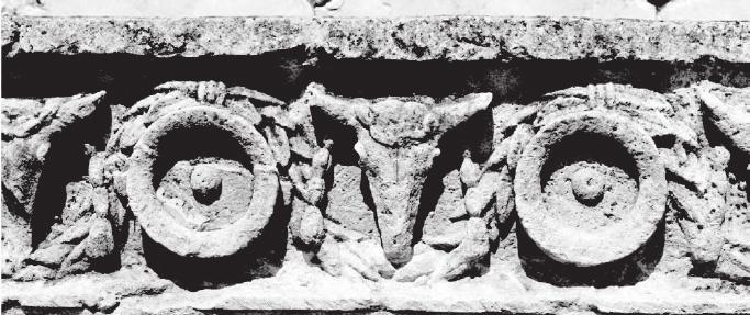 62) Two capitals from Asia Minor have round serrations and round holes which are typical of late Hellenistic capitals: Milas (in front of the school) 63) and the capital from the Museum at Pergamon.