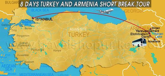 TRAVELSHOP TURKEY 8 DAYS TURKEY AND ARMENIA SHORT BREAK TOUR AVAILABLE: Everyday 8 DAYS TURKEY AND ARMENIA SHORT BREAK TOUR SUMMARY: Welcome to our combined Turkey and Armenia Tour!