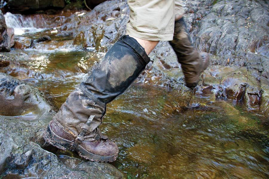 Mud protection Gaiters are pretty much mandatory for wading through deep mud like the kind you find on the South Coast and Overland tracks in Tasmania.