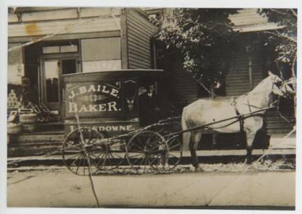 20 This photograph, circa 1905, shows John Baile inside of his one-horse drawn cab, used to conduct business, on King Street in Lansdowne. Mr.