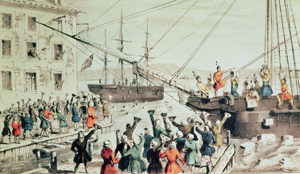 12 Í Boston brutust út táknræn mótmæli 16. desember árið 1773 þar sem bandarískir þjóðernissinnar klæddust eins og Mohawk-frumbyggjar og köstuðu 342 tunnum af tei í sjóinn.