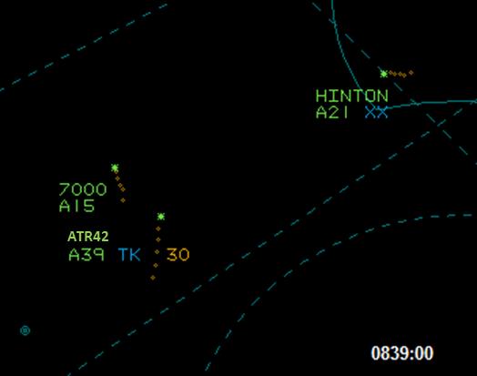 The 750XL pilot was operating under VFR, conducting parachute dropping while displaying SSR code 5007 (displayed as HINTON on the screenshots) and was in contact with Hinton Radio whilst listening