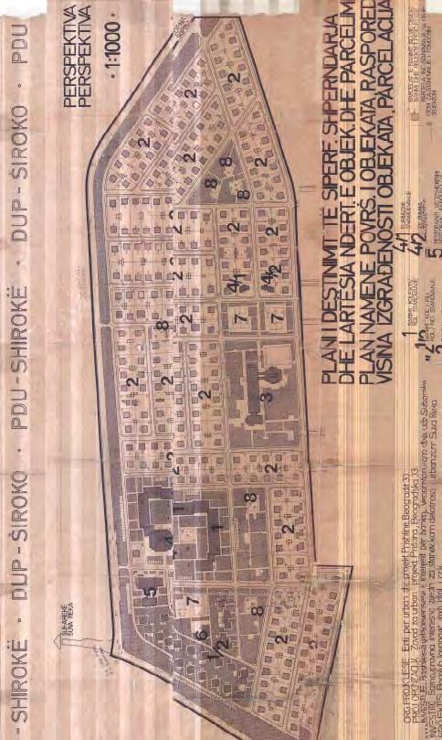 PLANI RREGULLUES URBAN SHIROKË 43 2.7.2 PLANI DETAL URBANISTIK Shirokë (1980) Komuna e Suharekës në vitin 1980 ka marr vendim për hartimin e këtij plani.