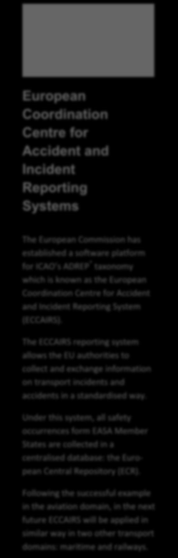 3. ECCAIRS ECCAIRS stands for the European Coordination Centre for Accident and Incident Reporting System.