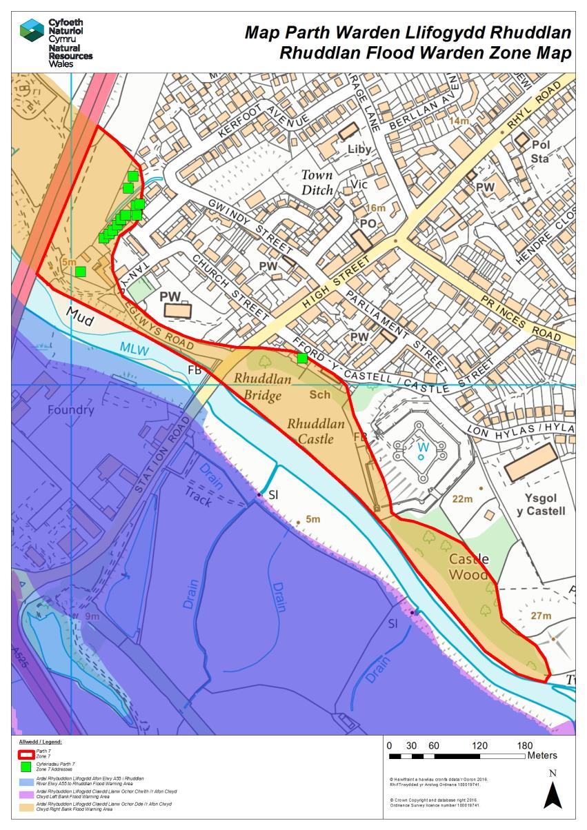 9. Locations at Risk Zone 7 Zone 7 Details Zone Map Source of flooding - Coastal (Clwyd Right Bank) Flood Warning Area Areas at risk (by priority) Flood Warden(s) responsible