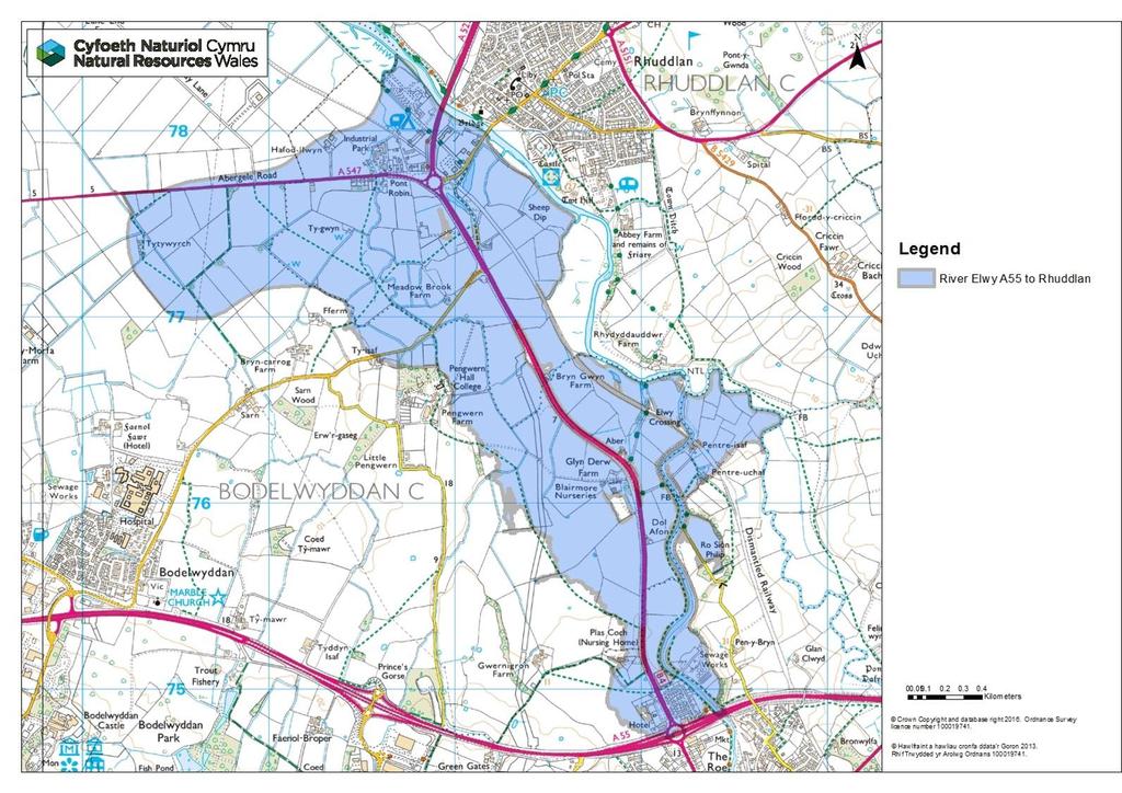 6. Map showing the River Elwy A55
