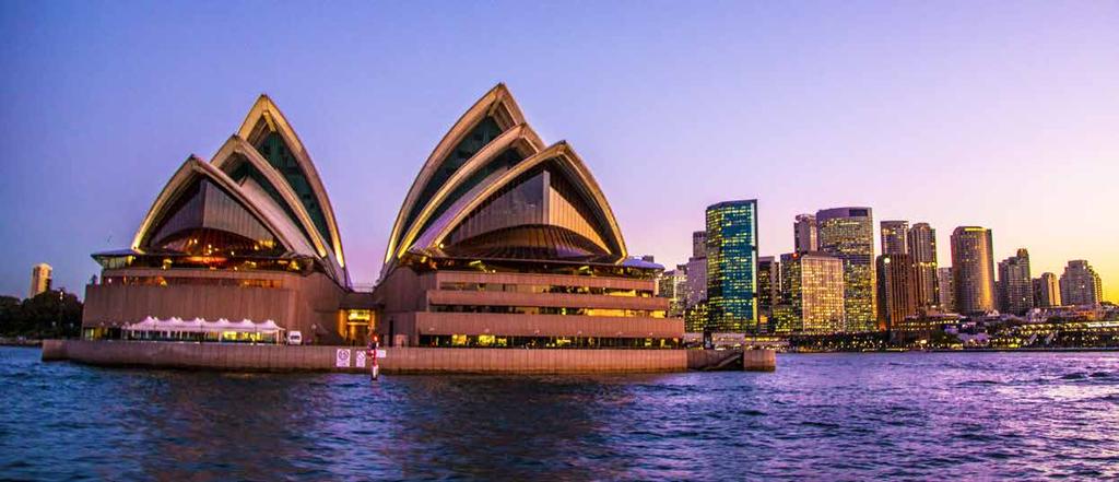 Opera House, Sydney Day 25: TOUR HIGHLIGHT Sydney - Sightseeing and luncheon cruise This morning, our sightseeing tour begins with a drive through some of Sydney s most fashionable inner city suburbs