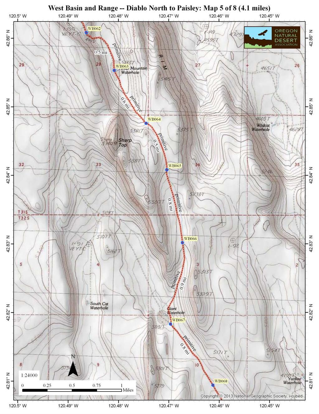 Section 6 Map 5 of 8: Diablo Peak North to Paisley unreliable H2O Inter Mountain Waterhole bags (http://loksak.