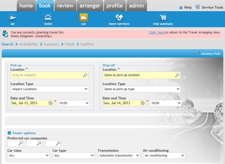 CAR RESERVATIONS Fill in the yellow mandatory fields to request flight availability.