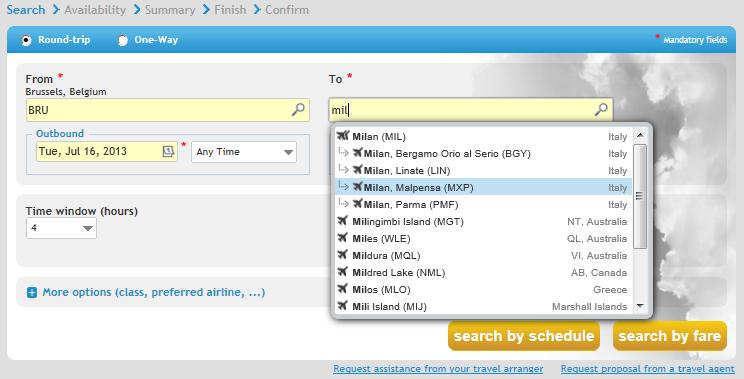 STEP 3 REQUESTING AVAILABILITY: Fill in the yellow mandatory fields to request