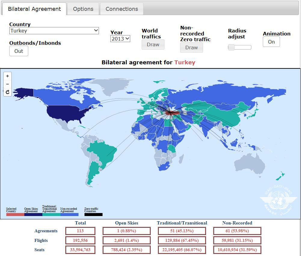 World Air Services Agreements Map Visualize bilateral