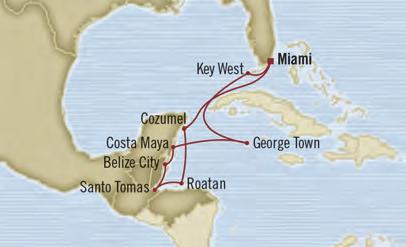 verada 2,959 1,769 c deluxe ocea view 2,729 1,499 F, G iside 2,349 1,349 day 1 Miami, Florida c embark 1 pm 5 pm day 2 cruisig the straits of florida day 3 cozumel, mexico 8 am 6