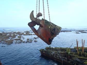 PHASE II Wreck Removal Crane barge moored