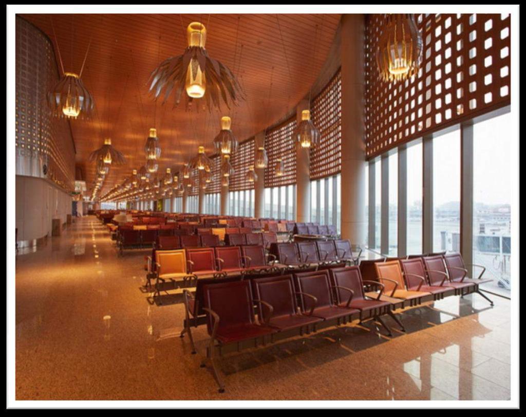 PIC 6: SEATING AREAS NEAR BOARDING GATES Flight Information & Display: Flight Information Display Screens (FIDS) are located throughout the public areas within the International and Domestic