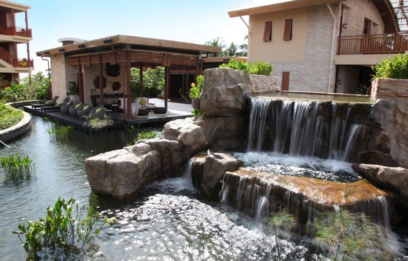 ANCIENT HEALING SPA Cenvaree is set within its own village to one side of the water park, with a stream passing in front of the treatment suites, and an air of serenity