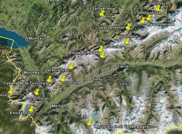 Figure 16: Location of the observers coordinated in the western Swiss monitoring network 3.