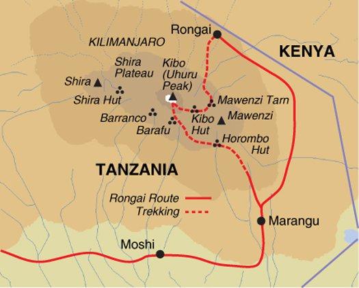 Kilimanjaro Climb Rongai Route - Trip Notes General Trip info Map Trip Code: ETYW Trip Length: 8 Trip starts in: Marangu Trip ends in: Marangu Meals: All breakfasts, 6 lunches and 5 dinners included