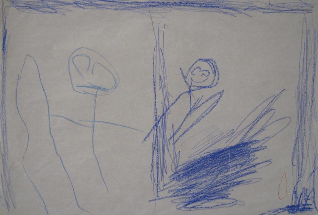 Vertikalnim linijama ovo dvoje djece (sl. 11., 12.) crtaju ljudska bića, a horizontalnim ruke. Sl