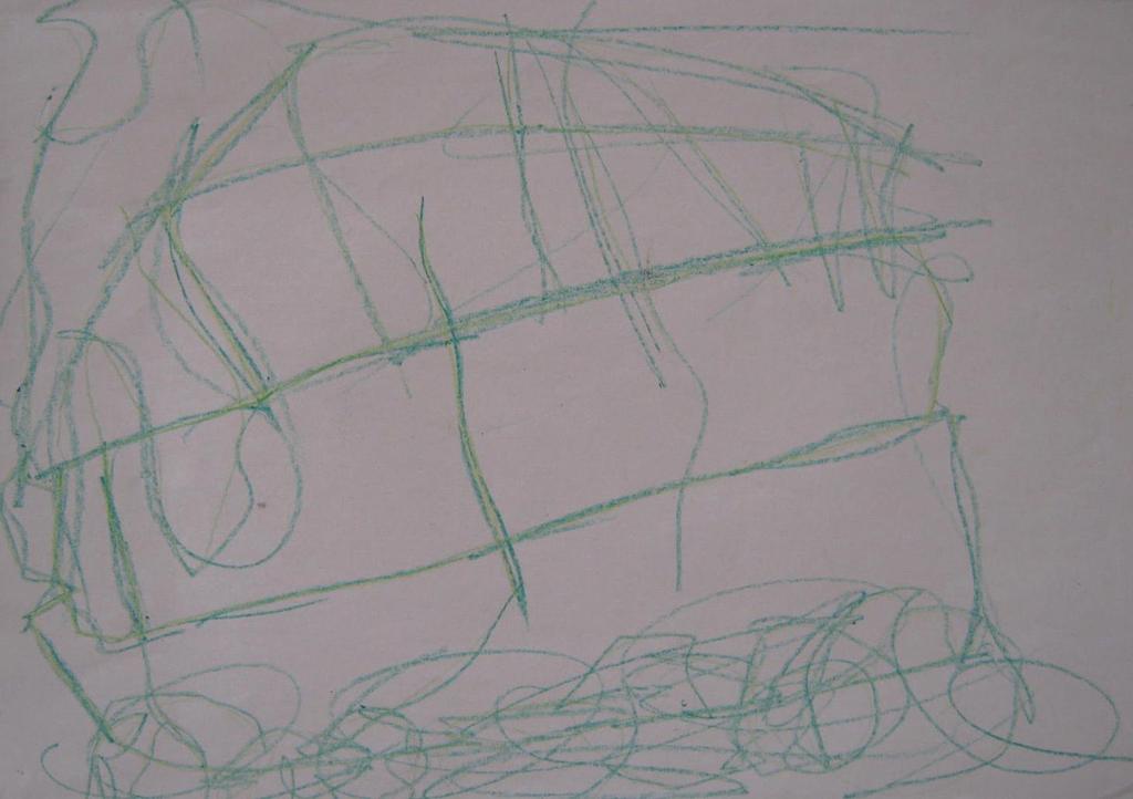 Slika 24., V.P. (3 godine i 5 mjeseci), auto, olovka u boji Kretanje se u fazi sheme manifestira na dva načina. Prvi, kad dijete crtež na jednom listu papira nadopunjuje (npr.