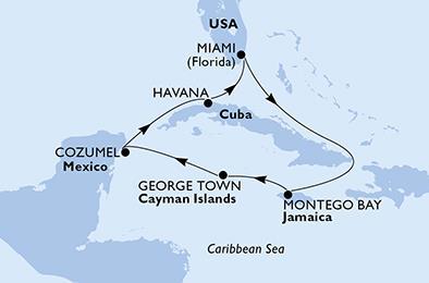 In addition to Cuba we enjoy an exciting itinerary including Jamaica, Cayman Islands and Mexico.