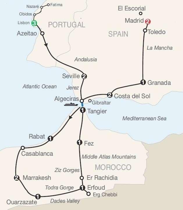 Dold World Journeys presents Portugal, Spain & Morocco 21 days Dates & Prices Leave Tue. Mar. 12 - Return Mon. Apr.