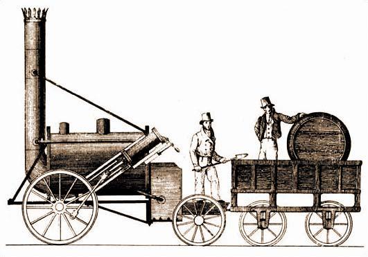 key, a zatim je jedna lokomotiva Georga Stephensona uporabljena za odvoz ugljena iz rudnika. Prvi je putnički vlak na svijetu, s parnom lokomotivom nazvanom Locomotion, počeo 1825.