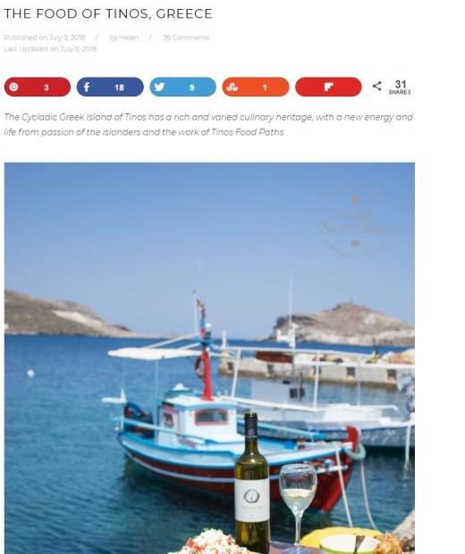 TINOS FOOD PATHS GROUP BLOGTROTTERS TRIP UK blogger praises effort to promote Tinian gastronomy Blog UVM: 120,000