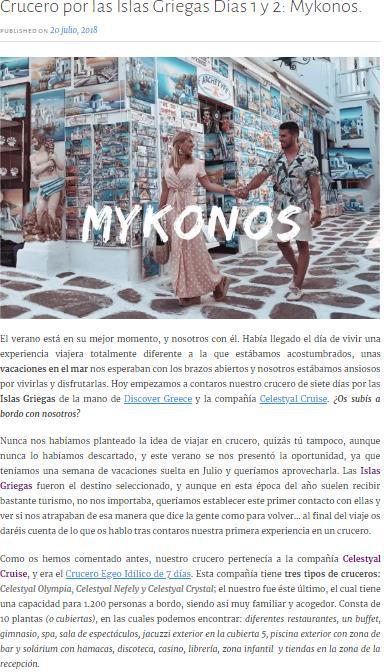 SPANISH GROUP TRIP BLOGTROTTERS 2018 Travel blogging couple live the absolute romance in Mykonos Read blog post Online UMV: 10,000 Social media Instagram: 29,637 Facebook: 546 YouTube: 286 Spanish