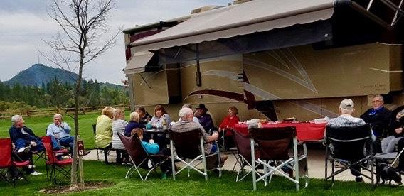 Due to the cost of renting the Club House, on Tuesday night our group held it s happy hour outside of Dennis and Judy s rig.
