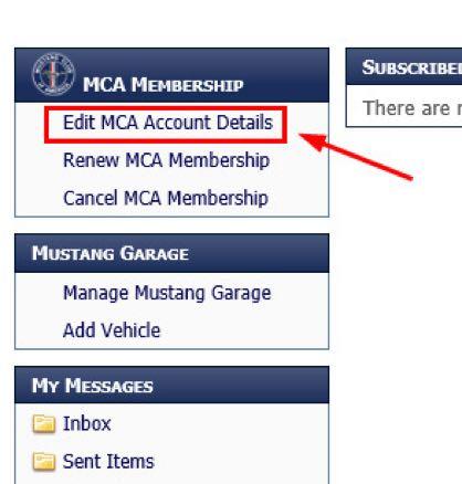Click on My Account and then click on Edit MCA Account