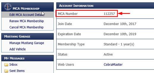 This will then reveal your MCA number, as shown in the