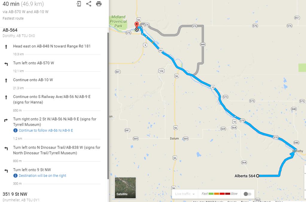 8. Directions From Great Escape Earl-Chizik Property to Drumheller Health