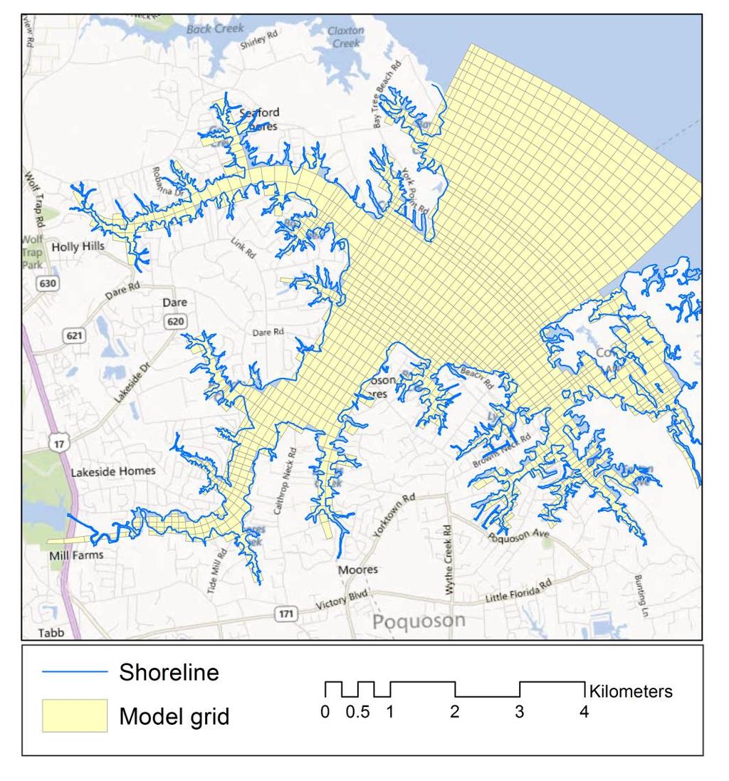 Figure A.2: A Diagram of Estuarine Model Grid A...2 Hydrodynamic Model Hydrodynamic transport is the essential dynamic for driving the movement of dissolved and particulate substances in aquatic waters.