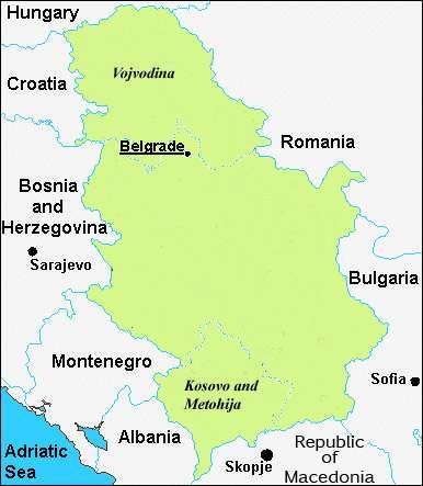Serbia The Republic of Serbia is located in the central part of the Balkan Peninsula, at the most important routes linking Europe and Asia, spanning the area of 88,361 square kilometers.