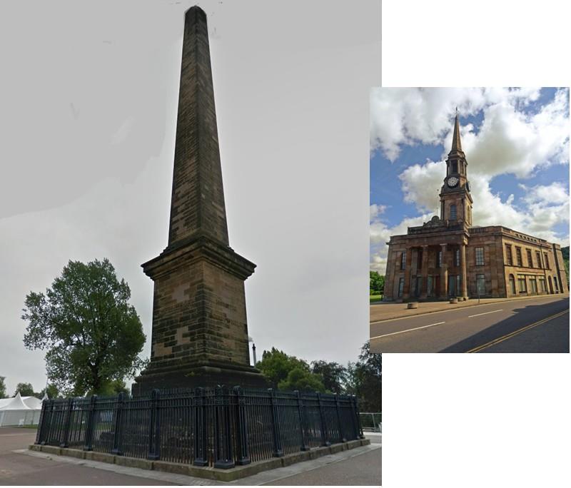 About ten years after the Nelson Monument, two structures were erected by Hamilton: the town steeple at Falkirk (probably intended to be attached to a townhouse