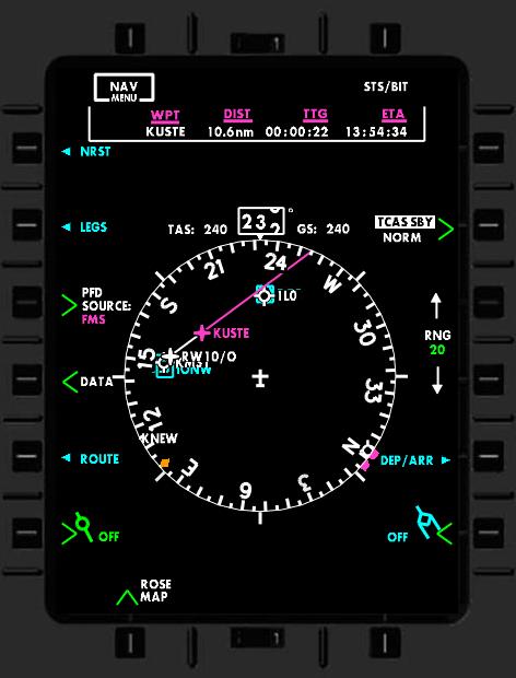 Radar Vectors to Final Approach Course (RVFAC) The NAV display now shows the intercept course extending outward from the FAF.