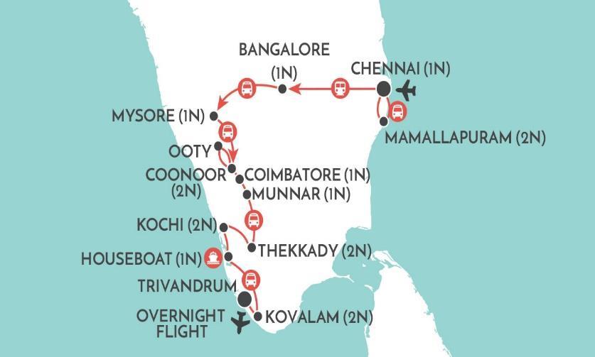 1 Kerala & The Southern Highlights Dossier Classic Tour 18 Days Physical Level 2 Mamallapuram - Chennai Bangalore Mysore